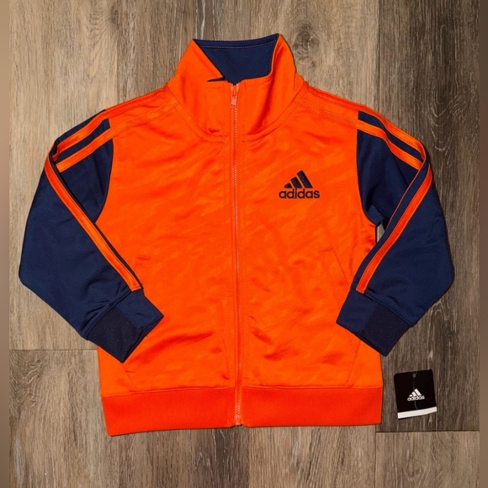 NWT Adidas Kid's Orange and Navy Full Zip Jacket